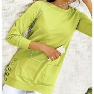 Soft Surroundings Lime Green Make It Snappy Pullover Sweater